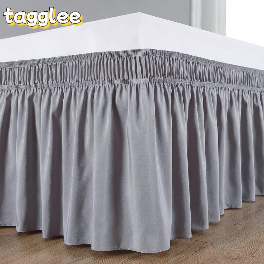 TAGGLET กระโปรงข้างเตียงโพลีเอสเตอร์ยืดหยุ่น สีทึบ นุ่ม ถอดออกได้ สําหรับตกแต่งเตียง Ruffles รูปที่ 1