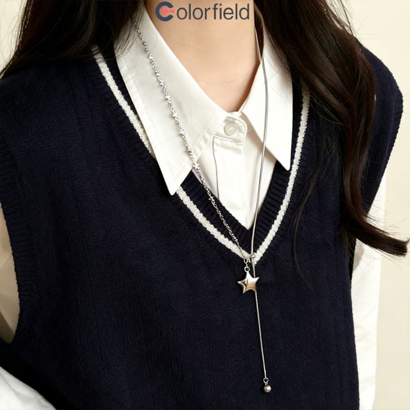 Colorfield 2026ใหม่ สร้อยคอ รูปดาวจี้ ยาวปรับขนาดได้ สไตล์หรูหราแสง ระดับไฮเอนด์ สำหรับผู้หญิง-COD รูปที่ 7