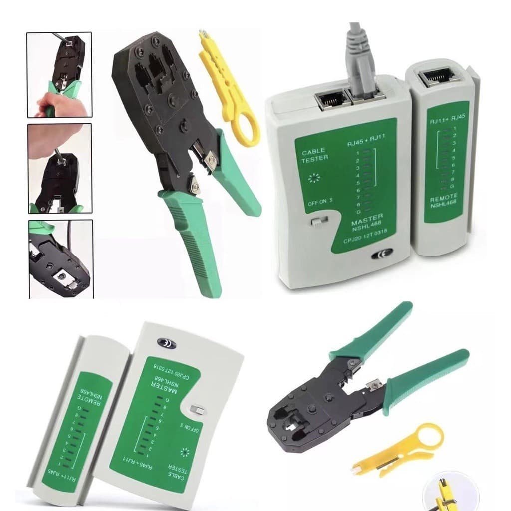 คีมเข้าหัวแลนครบชุด CAT5 CAT6 RJ45 RJ11 พร้อมที่เทสสาย + หัวแลน + บูทแลน + ถ่าน +มีดปลอกสาย+ตัวต่อยาว รูปที่ 3
