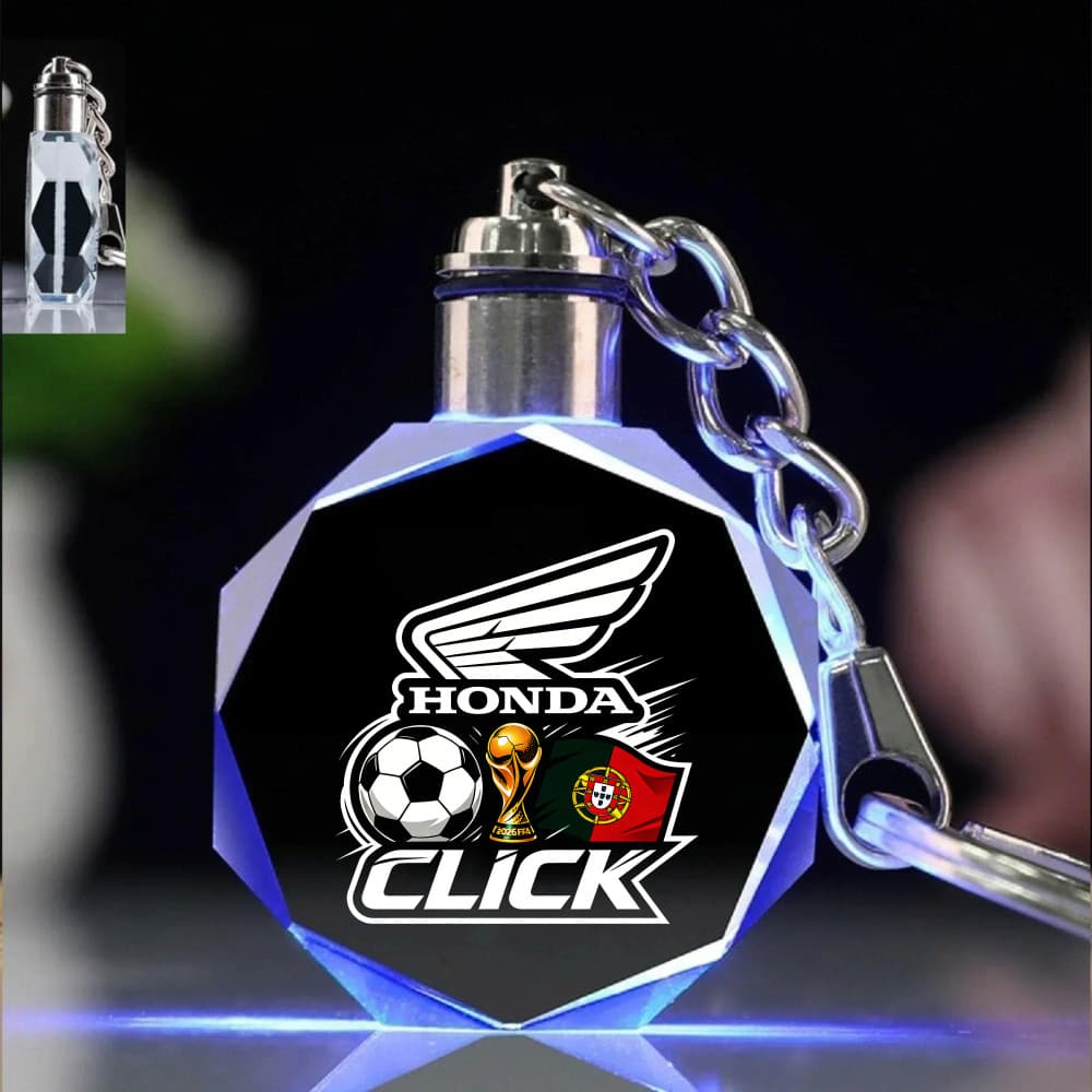 World Cup Honda click LED พวงกุญแจ K9 คริสตัล Luminous รูปหลายเหลี่ยมโปร่งใสพวงกุญแจรถจักรยานยนต์รถอุปกรณ์เสริม รูปที่ 4