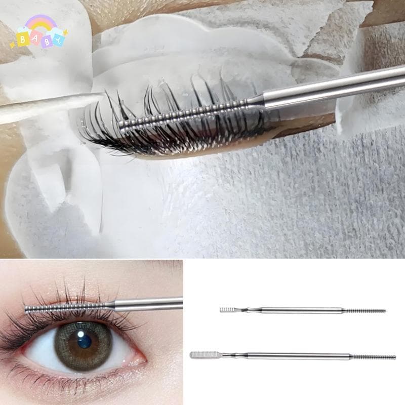 L/S สแตนเลสดัดขนตายกเครื่องมือโลหะทําความสะอาดแท่งแต่งหน้าขนตา Curler แยกขนตาอุปกรณ์ต่อขนตาใหม่ รูปที่ 2