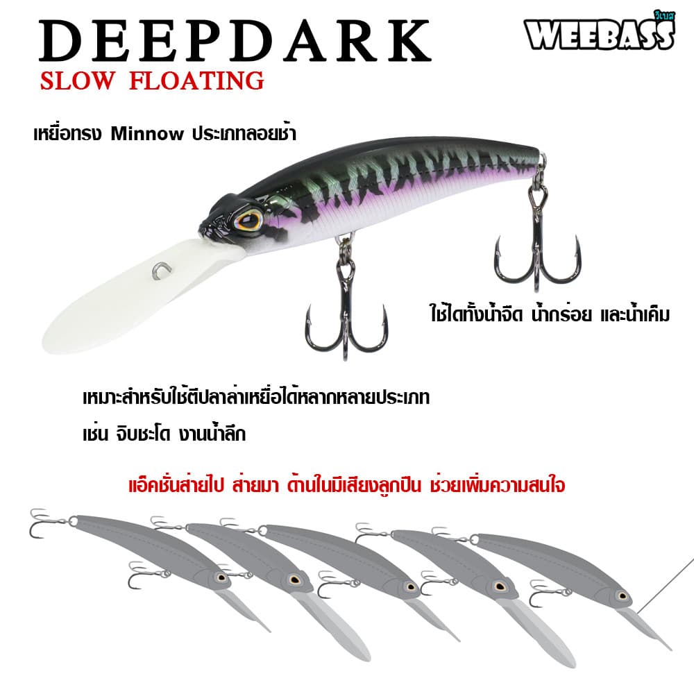 WEEBASS เหยื่อปลั๊ก - รุ่น DEEP DARK SLOW FLOATING เหยื่อปลอม MINNOW เหยื่อดำลึก รูปที่ 4