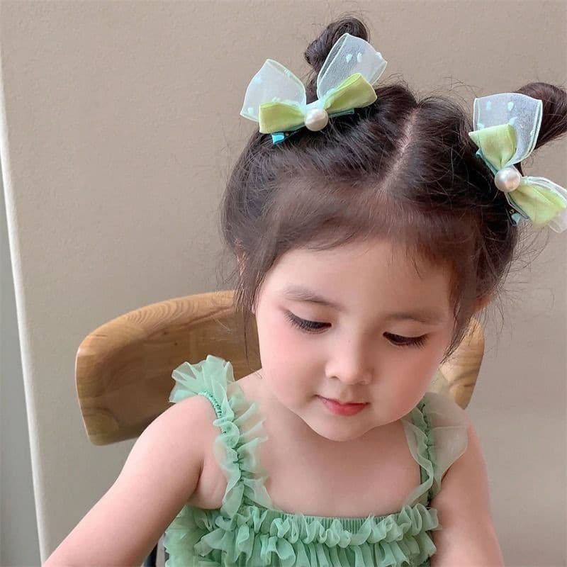 สินค้าใหม่! กิ๊บติดผมประดับมุกและโบว์เรียบง่าย สำหรับผู้หญิง สีสันสดใส รูปที่ 2