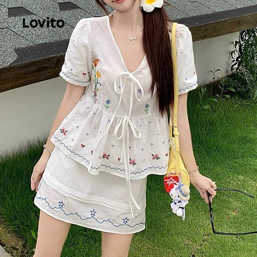 Lovito โบโฮ ชุดกระโปรงระบายเก๋ไก๋ ทรงเข้ารูป สปริง/ซัมเมอร์ สำหรับผู้หญิง L142LD701 รูปที่ 3