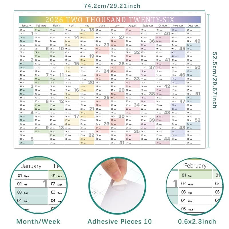 2026 ปีปฏิทินวางแผน ปฏิทิน 365 วัน ปฏิทินแผนรายวัน / รายสัปดาห์ / รายเดือน / รายปี พื้นที่ทำงาน ปฏิทินแขวนผนัง รูปที่ 4