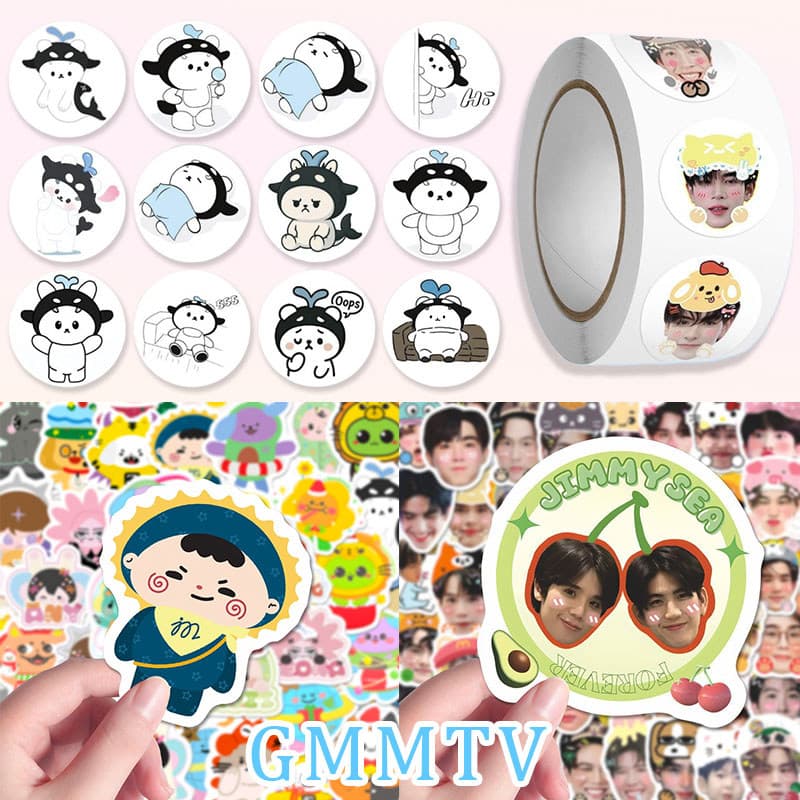 Taynew Polcasan การ์ตูน Diy สติกเกอร์คอลเลกชัน 500 ชิ้น Gmmtv คู่มือสติกเกอร์ตกแต่งของขวัญ รูปที่ 1