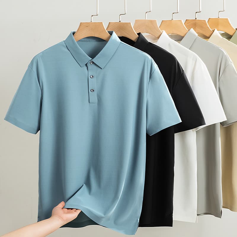 REYE เสื้อ Polo ผู้ชาย ผ้าไอซ์ซิลค์ บางเบา ระบายอากาศดี เทคโนโลยีอัดกาว รูปที่ 6