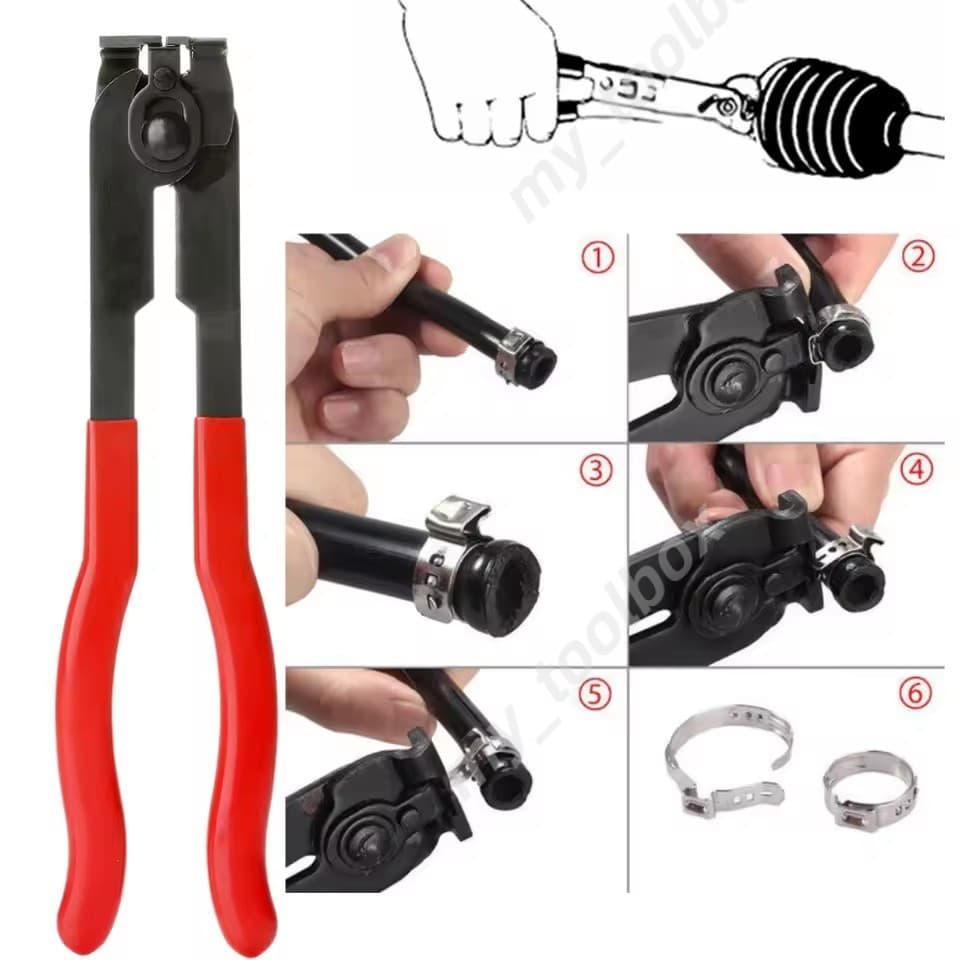 คีมรัดยางหุ้มเพลา CV Joint เหล็กรัดแคลมป์ฝาครอบกันฝุ่นเพลาขับรถยนต์ พร้อมคีมตัดสำหรับซ่อมแซมเพลาขับยานยนต์ รูปที่ 5