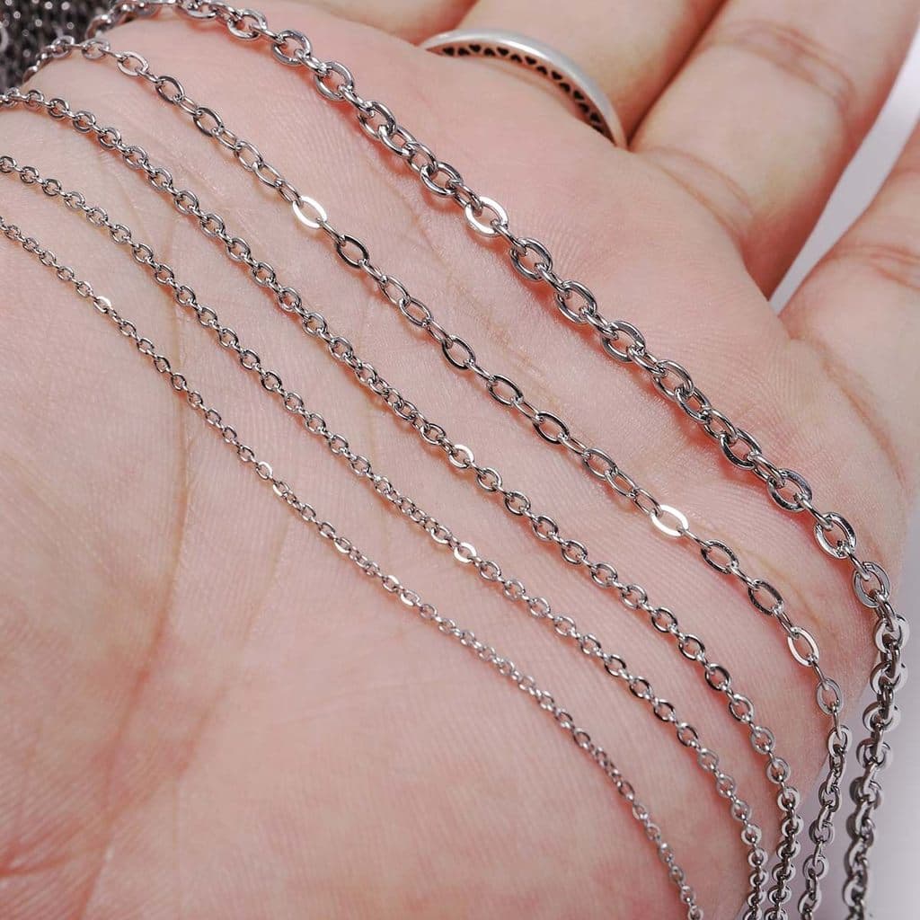 สแตนเลส304 ห่วงโซ่ เงิน สำหรับทำสร้อยคอ สร้อยข้อมือ ต่างหู เครื่องประดับ DIY 1.2/1.6/2.0/2.2/ 3.2 mm รูปที่ 4