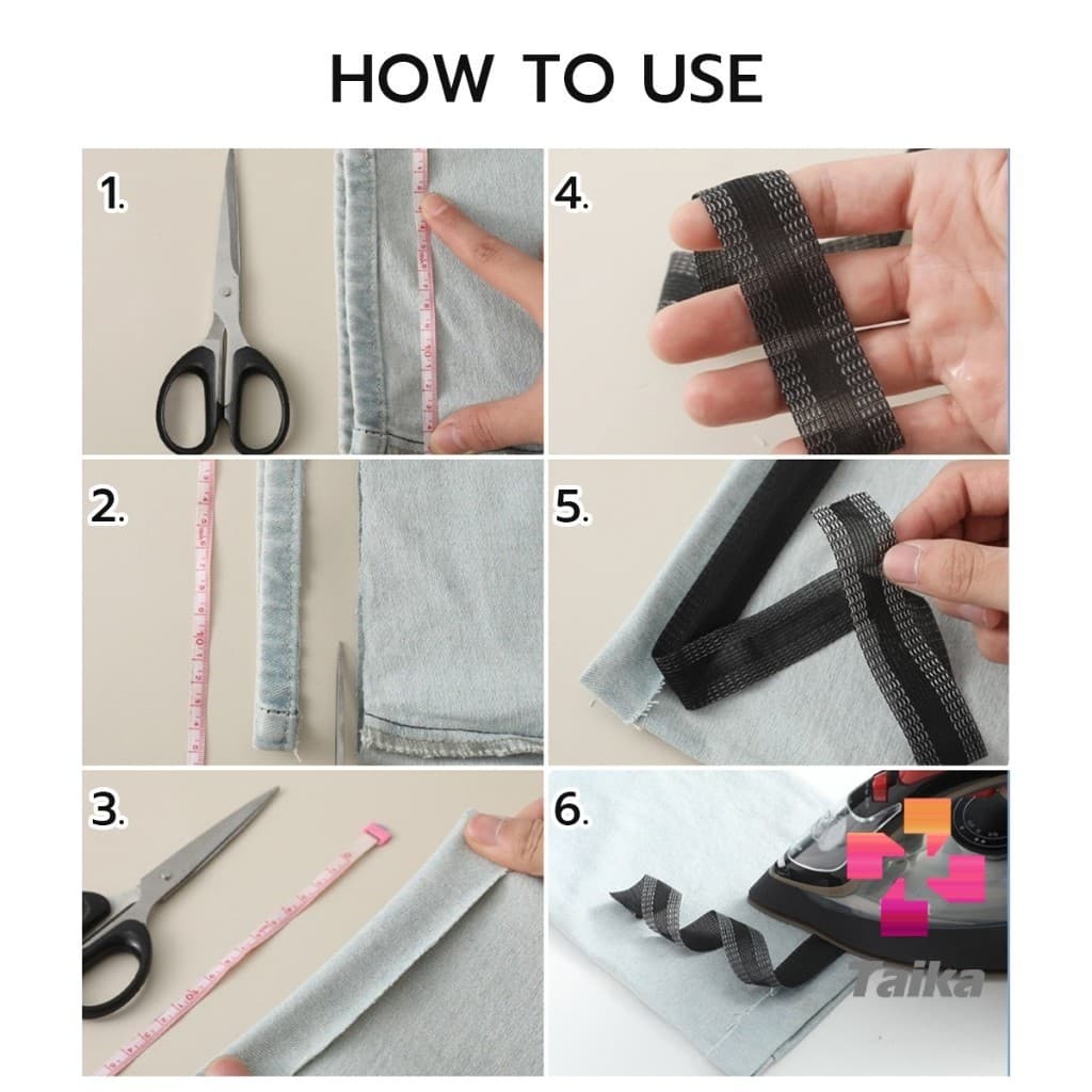 Taika เทปกาว DIY ติดขากางเกง ความยาว 2m/3m เทปผ้าแบบรีดได้ ติดทนนาน ไม่ลอก Trousers Hem Tape รูปที่ 7