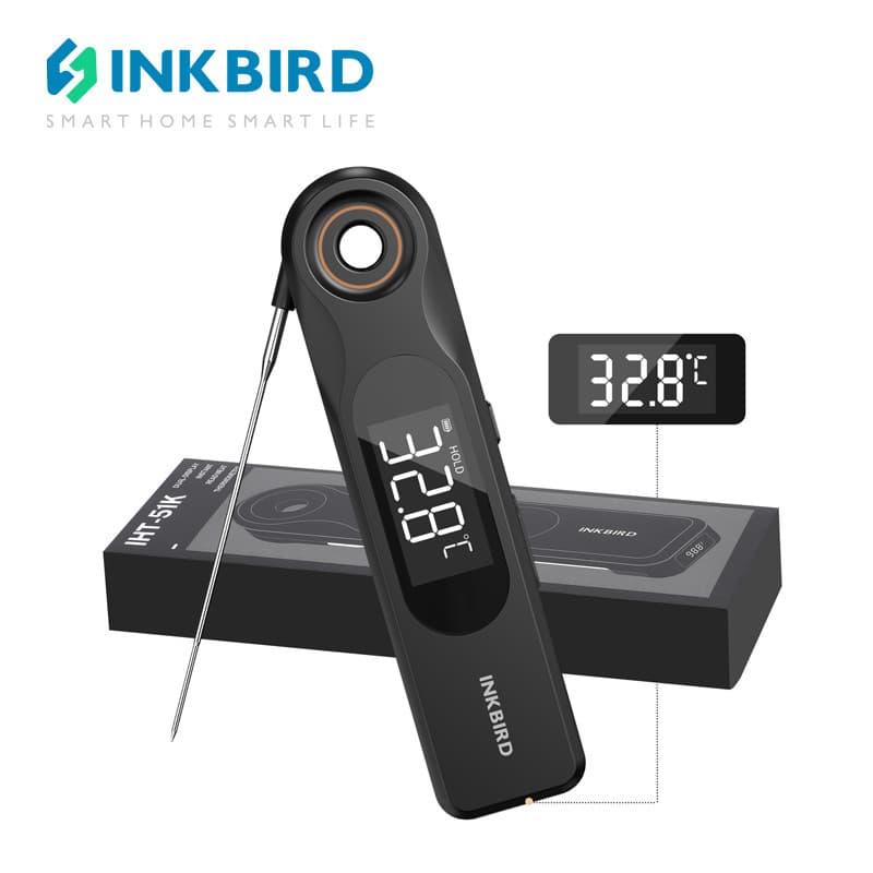 INKBIRD IHT-51K เครื่องวัดอุณหภูมิอาหาร Dual-display สองหน้าจอ 1.8 มม. Ultra Thin Probe 0.5 วินาทีตอบสนองเร็ว IP65 กันน้ํา ห้องครัว ทําอาหาร เบเกอรี่ บาร์บีคิว รูปที่ 1
