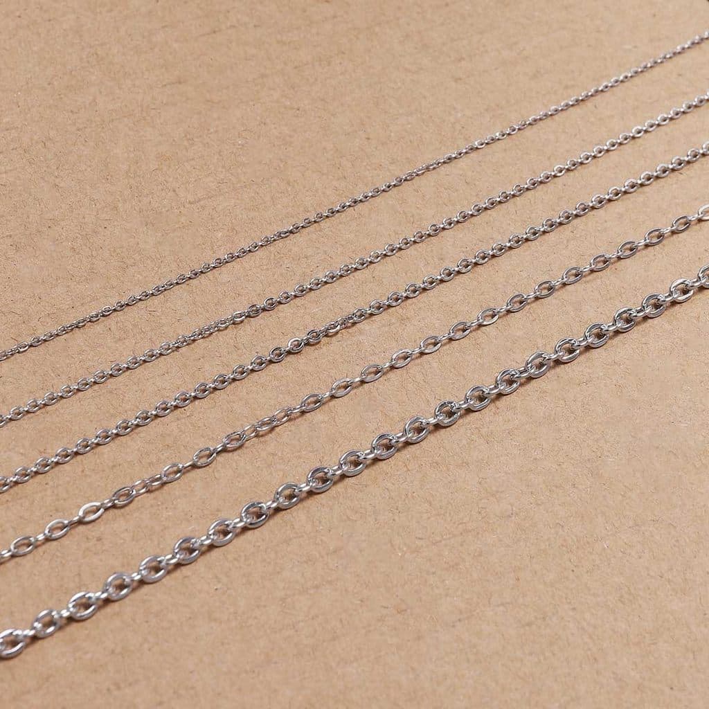 สแตนเลส304 ห่วงโซ่ เงิน สำหรับทำสร้อยคอ สร้อยข้อมือ ต่างหู เครื่องประดับ DIY 1.2/1.6/2.0/2.2/ 3.2 mm รูปที่ 7