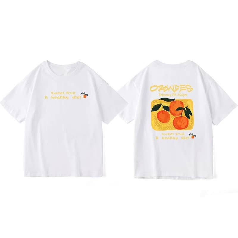 YOU-Tเสื้อแฟชั่น ใส่สบาย เสื้อยืดแขนสั้น ลาย เสื้อ"Orange" ผ้านิ่ม OVERSIZE แฟชั่น ผ้าฝ้าย 100% สไตล์เกาหลี รูปที่ 5