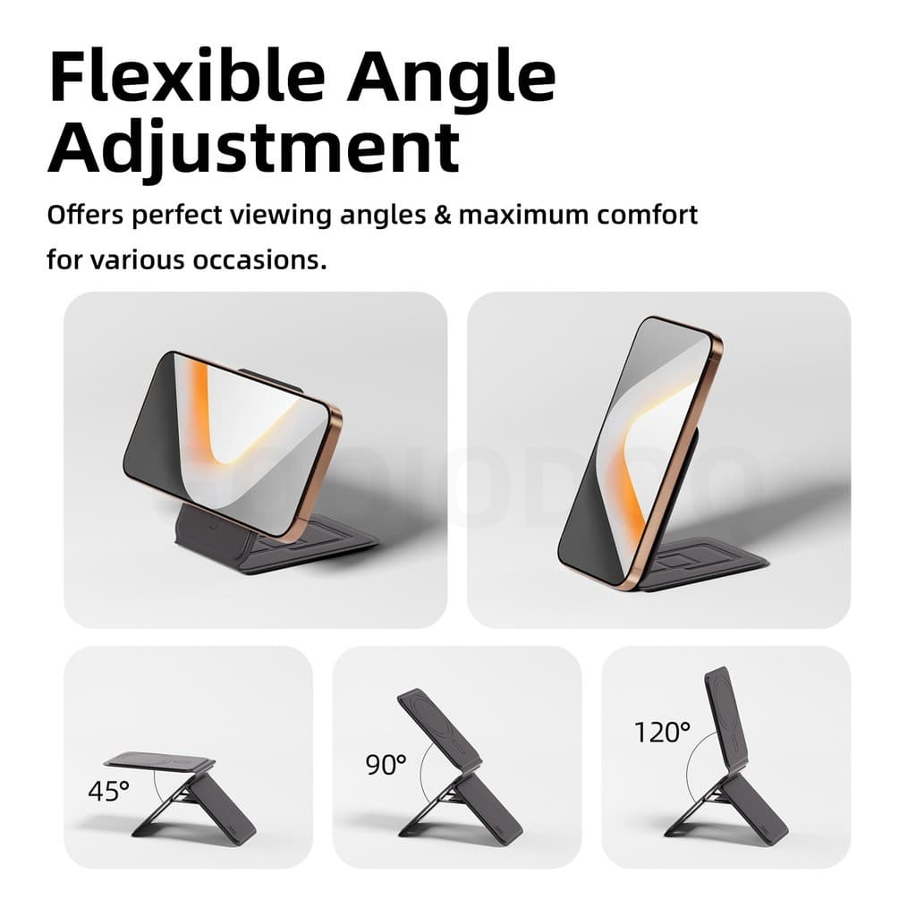 GOOJODOQ BD3019 Magnetic Folding Phone Stand Built-in Mirror Adjustable Viewing Angle Suitable for Most Smartphones รูปที่ 3