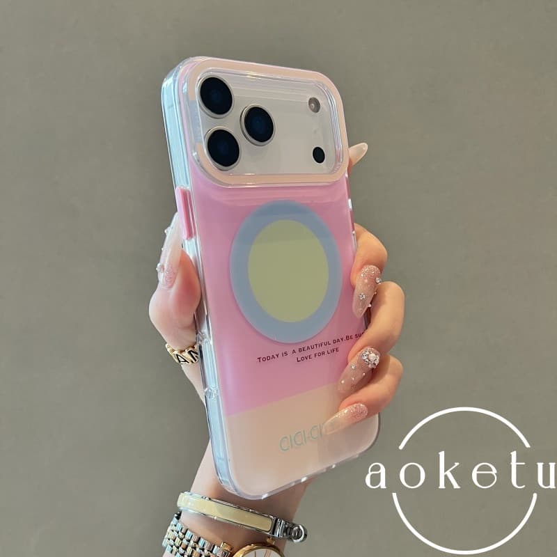 · Ins Girl Heart Dopamine Contrast Skin Magnetic Case เหมาะสําหรับ iPhone 17 Promax Apple 14 เคสโทรศัพท์ 15 ใหม่ 16 Pro หญิง 13 คู่ 17pm อะคริลิคซิลิโคน Anti Drop Cover รูปที่ 5