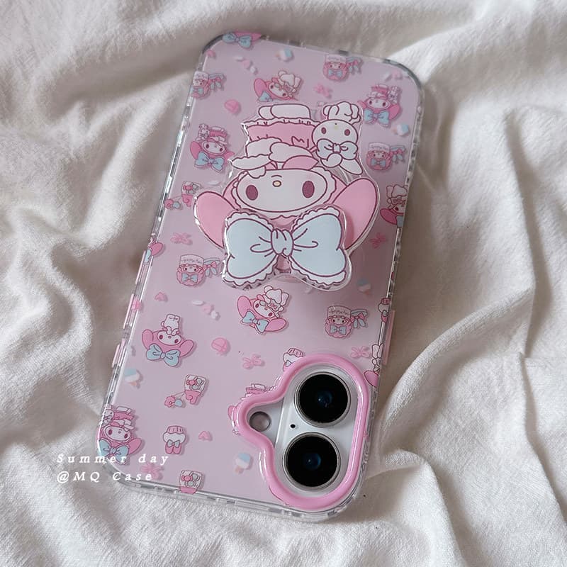 การ์ตูนเคธีแมวเมโรตี้โบว์น่ารักกราฟิติ เคส IPhone 17 11 15 13 14 16 12 Pro Max Air 7Plus X XR 6 8 15 16 14 Plus XS Max รูปที่ 4