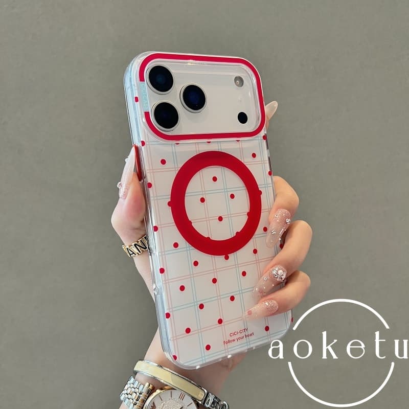 ส่วนบุคคลและมินิมอลลายจุดเหมาะสําหรับ ไอโฟน 16 โปรแม็กซ์ เคสโทรศัพท์แม่เหล็กที่แข็งแกร่ง แอปเปิล 17 อากาศ ใหม่ 15/14/13 แฟชั่นป้องกันการตกซิลิโคนฮาร์ดฝา รูปที่ 1