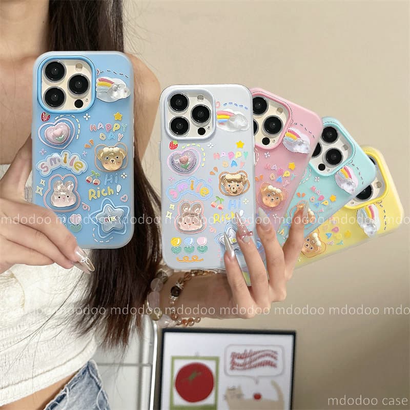 Lovely 3D Animal Tulip Doll เคส For Xiaomi 15T 14T 11TPro 11 Lite 11Lite 5G NE Mi 17 ProMax POCO X4 X6 F7 F8 Pro Ultra F8Pro X4Pro X6Pro Redmi 8 8A 8APro DUAL High quality Large lens frame Camera Protection Two-in-One Anti-drop Phone Case GDK 02 รูปที่ 2