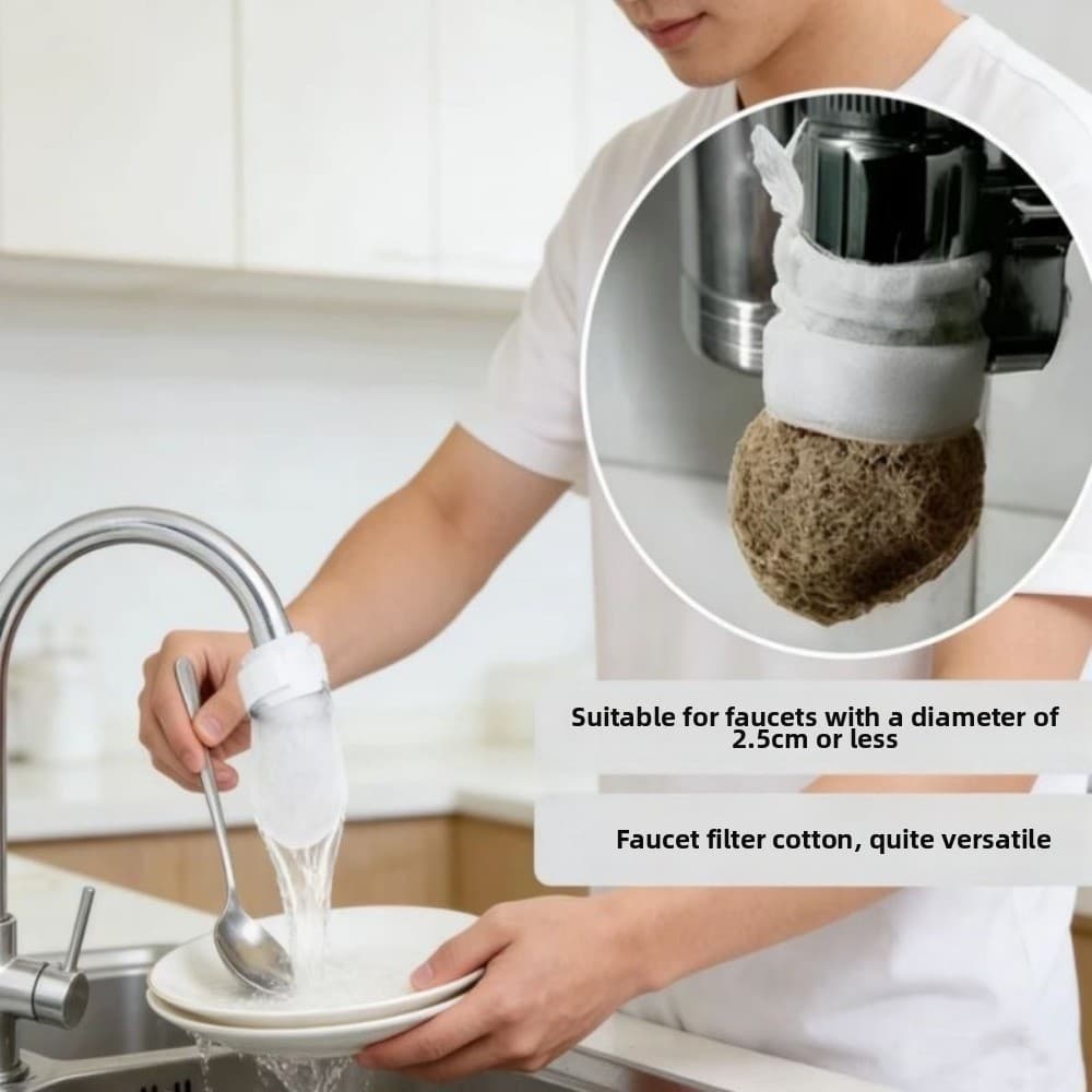 GUOGUA 10/20/50 ชิ้นก๊อกน้ํากรอง,หนา Universal Faucet Filter Cotton,Anti-splash with T-straps Tap Water Filter Bag รูปที่ 8
