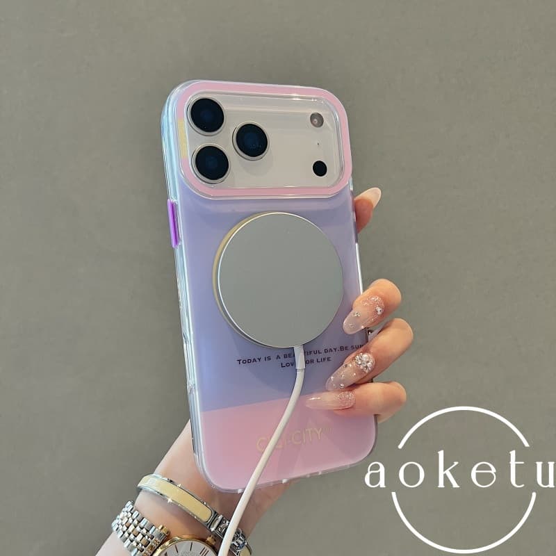 · Ins Girl Heart Dopamine Contrast Skin Magnetic Case เหมาะสําหรับ iPhone 17 Promax Apple 14 เคสโทรศัพท์ 15 ใหม่ 16 Pro หญิง 13 คู่ 17pm อะคริลิคซิลิโคน Anti Drop Cover รูปที่ 6