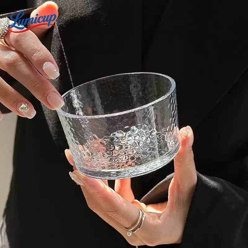 ชามกระจกลายริ้ว/ลายน้ำแข็ง สไตล์อินส์ ชามพุดดิ้ง/ไอศกรีม/โยเกิร์ต ทนทาน รูปที่ 5