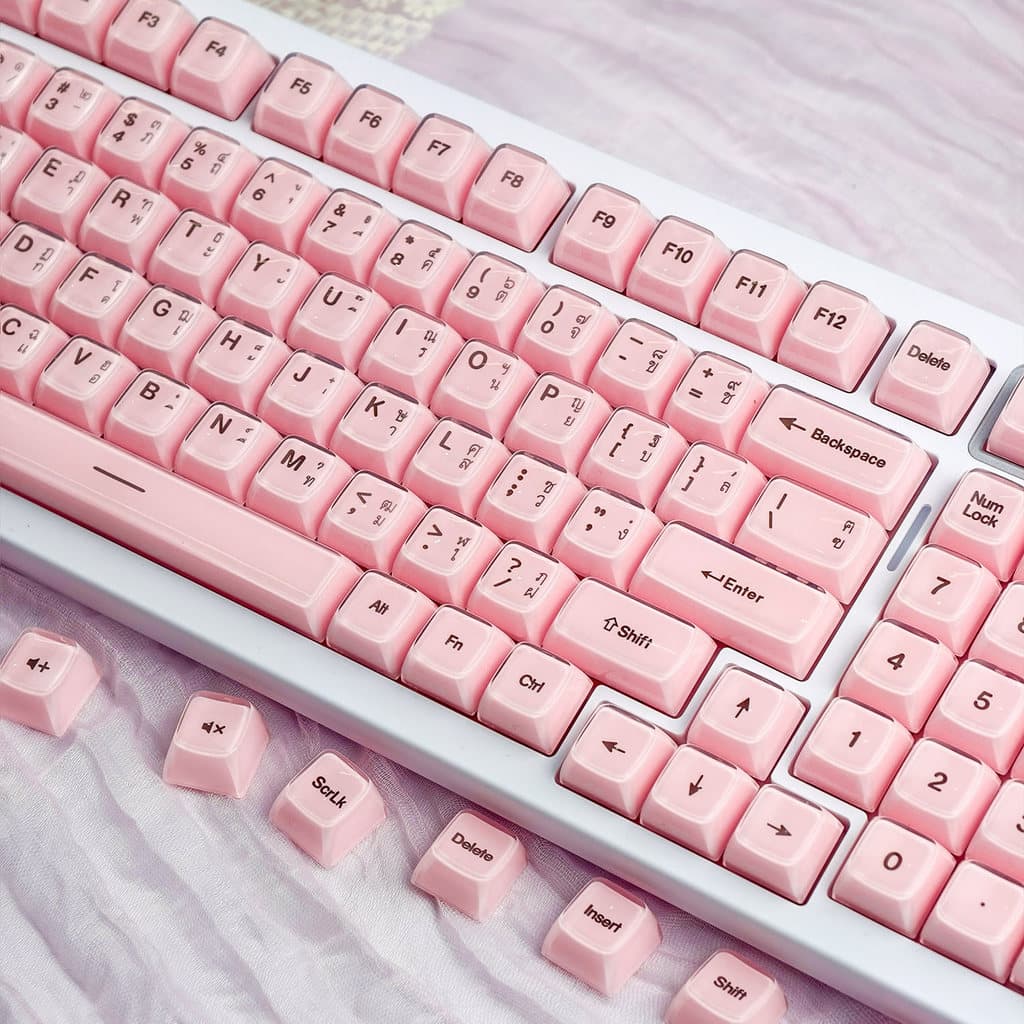 MAIMOOO Double-shot Crystal Jelly Keycap PBT PC 132 คีย์คํา SA Profile EN/TH/KR/RU Keycap สีขาวสีชมพูไทยพุดดิ้ง Aula F75 F99 Ajazz AK820 Keycaps รูปที่ 6