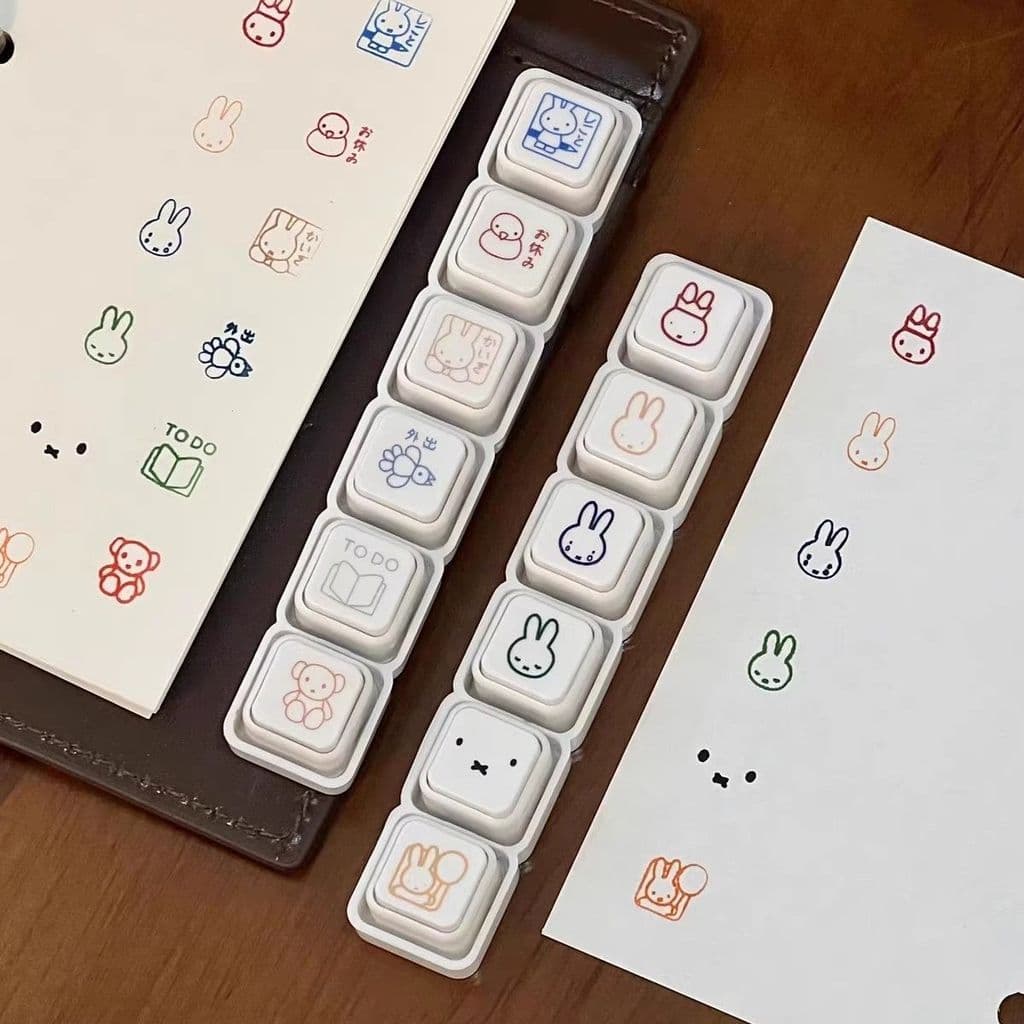 Kawaii Miffy แสตมป์ชุดกระต่ายน่ารัก แสตมป์วางแผนที่ถอดออกได้ · DIY Journaling & ปฏิทินตกแต่ง | พิ้งกี้ฮาเวน รูปที่ 5