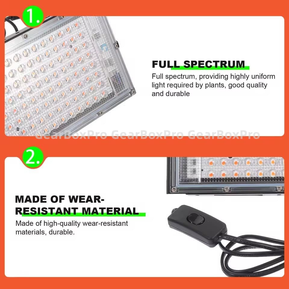 ไฟปลูกต้นไม้ LED Grow Light 50W 100W กันน้ำได้ พร้อมสวิตช์เปิด ไฟปลุกต้นไม้ ไฟช่วยต้นไม้ตัวเร็ว ปิดสำหรับดอกไม้ต้นกล้า รูปที่ 6