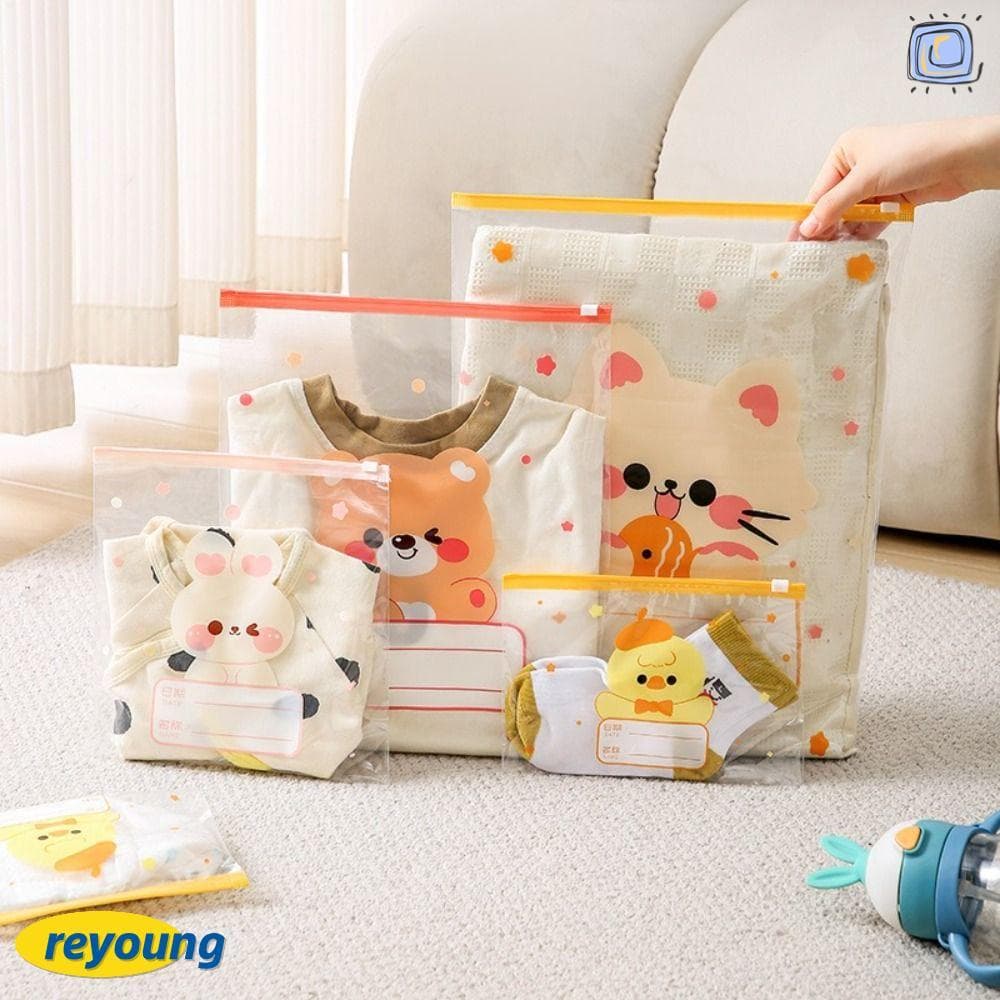 REYOUNG 10 ชิ้น ถุงซีลจําแนก, กระเป๋าเก็บเสื้อผ้าเด็กแบบพกพา, กระเป๋าผ้า/ผ้าอ้อมหลายขนาด Classified รูปที่ 1