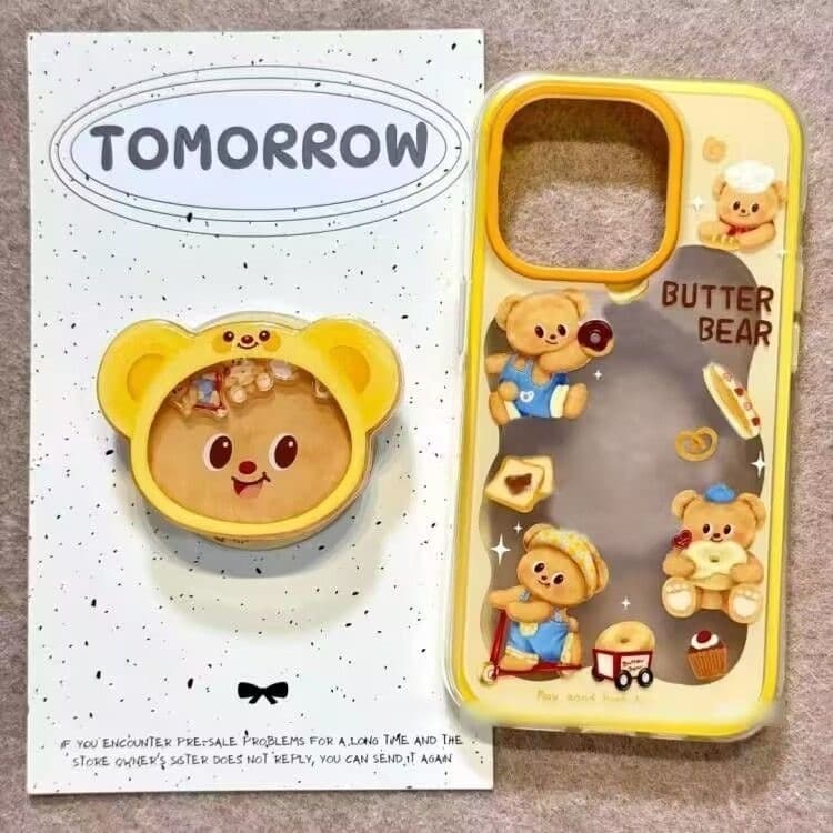 LUSI ส่งจากไทยการ์ตูนน่ารักหมีเนยปลอก + เขย่าสําหรับ ไอโฟน 16 11 7บวก 15 14 13 12มือโปร สูงสุด เอ็กซ์อาร์ X Xs สูงสุด รูปที่ 2