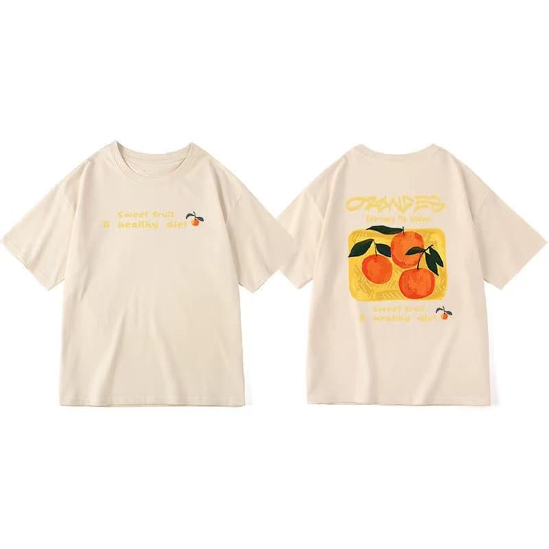 YOU-Tเสื้อแฟชั่น ใส่สบาย เสื้อยืดแขนสั้น ลาย เสื้อ"Orange" ผ้านิ่ม OVERSIZE แฟชั่น ผ้าฝ้าย 100% สไตล์เกาหลี รูปที่ 6