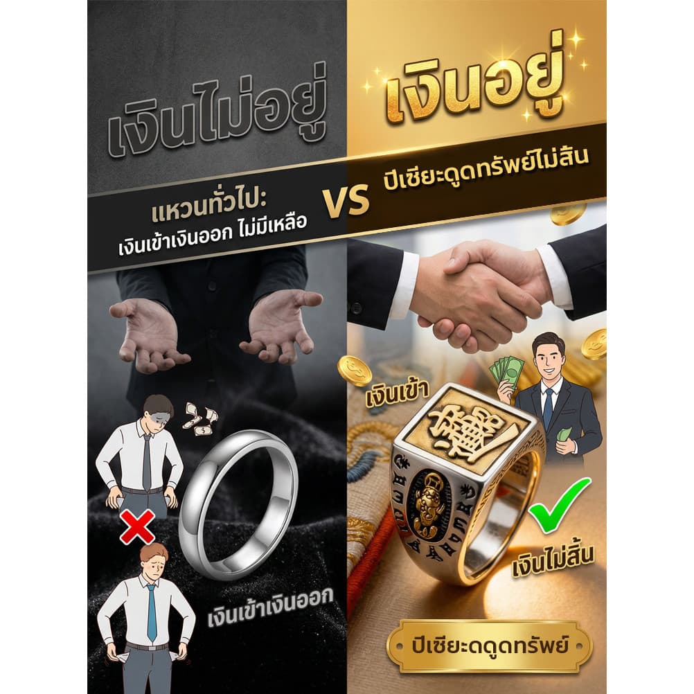สินค้าขายดี แหวนเรียกทรัพย์ ปี่เซียะนำโชค โลหะผสม เสริมดวง เสริมโชคลาภ ของขวัญ ใช้ได้ทุกวัน เหมาะสำหรับทุกเพศ รูปที่ 4