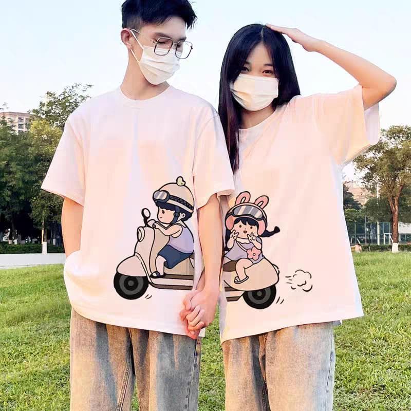 เสื้อยืดคู่ เสื้อยืดคู่รัก คอกลม เสื้อยืดแขนสั้น oversize tshirt women สาวอวบ เสื้อยืดลายผลไม้ ตัวอักษร การ์ตุน T1 รูปที่ 7