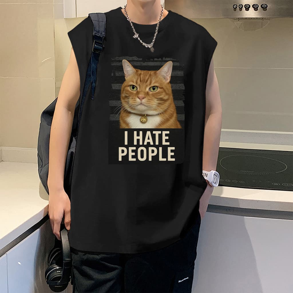 Sea.Tee เสื้อแขนกุด เสื้อผ้าผช oversize ผ้าฝ้าย 100% 'เสื้อ cat' S-3XL รูปที่ 5