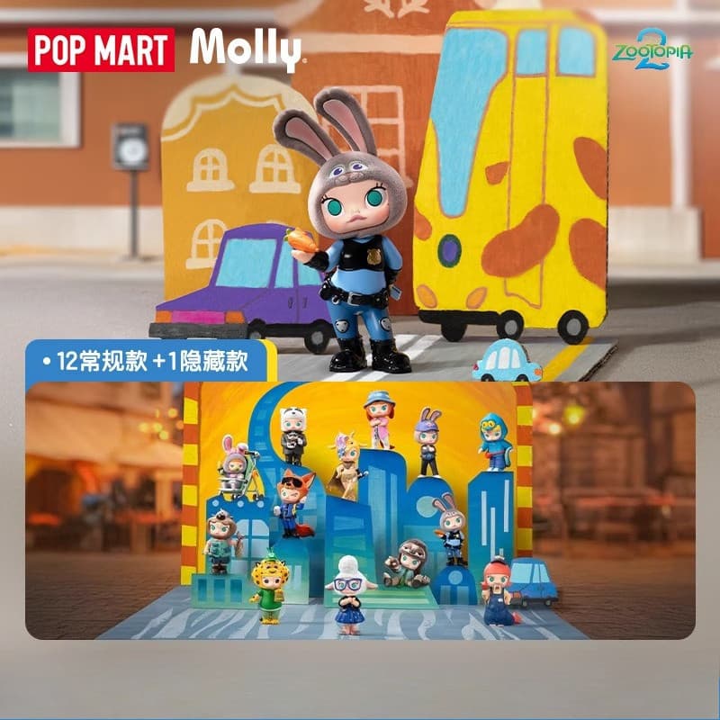 POPMART MOLLY Crazy Zoo Joint Series ฟิกเกอร์ของเล่น Mystery Box Gift รูปที่ 3