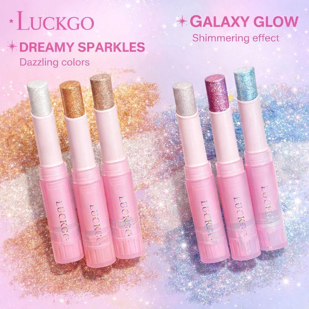 LUCKGO อายแชโดว์แบบแท่ง อายแชโดว์ประกายระยิบระยับดึงดูดใจ ช่วยให้แต่งตาได้ง่าย ชิมเมอร์ กลิตเตอร์ และประกายละเอียด รูปที่ 2