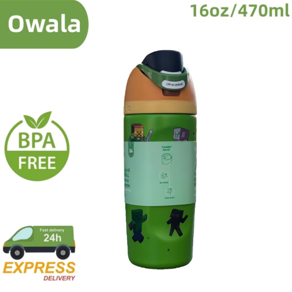 Owala Freesip ขวดน้ํากีฬา 16 ออนซ์, ฝาฟางในตัว, เปิดปากกว้างสําหรับน้ําแข็ง รูปที่ 1