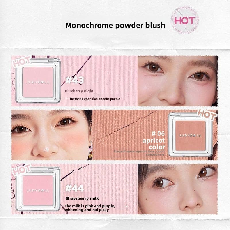 Judydoll บลัชออน สีพีช แมทท์ ไฮไลท์ คอนทัวร์ สีม่วง แต่งหน้าบนใบหน้า รูปที่ 5