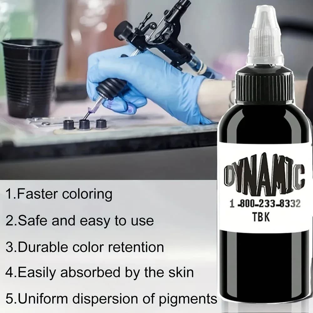 DYNAMIC หมึกสัก สีแท้100% หมึกไดนามิก หมึกสีดำ สีสักไดนามิกของแท้ 30/60/90/240ml สำหรับเครื่องสัก รูปที่ 2