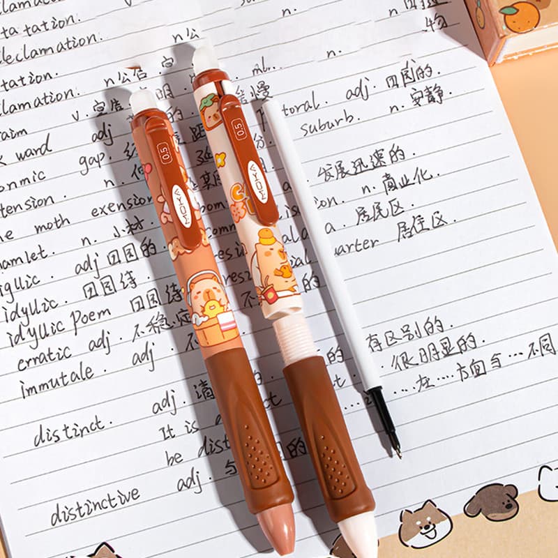ปากกาเจลลบได้ลายการ์ตูนน่ารักสำหรับนักเรียน หมึกสีน้ำเงิน แห้งเร็ว จับถนัดมือ 4 ด้าม/ชุด รูปที่ 6