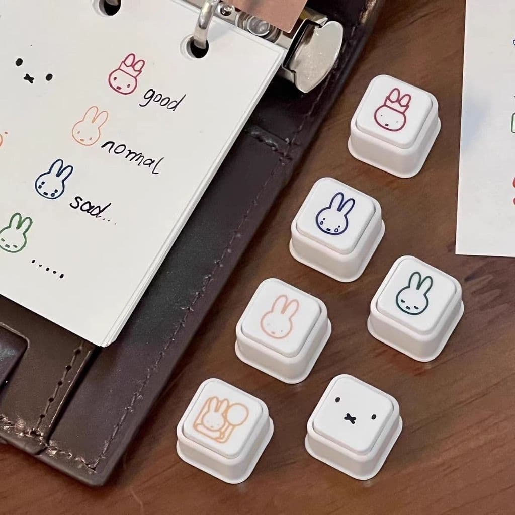 Kawaii Miffy แสตมป์ชุดกระต่ายน่ารัก แสตมป์วางแผนที่ถอดออกได้ · DIY Journaling & ปฏิทินตกแต่ง | พิ้งกี้ฮาเวน รูปที่ 2