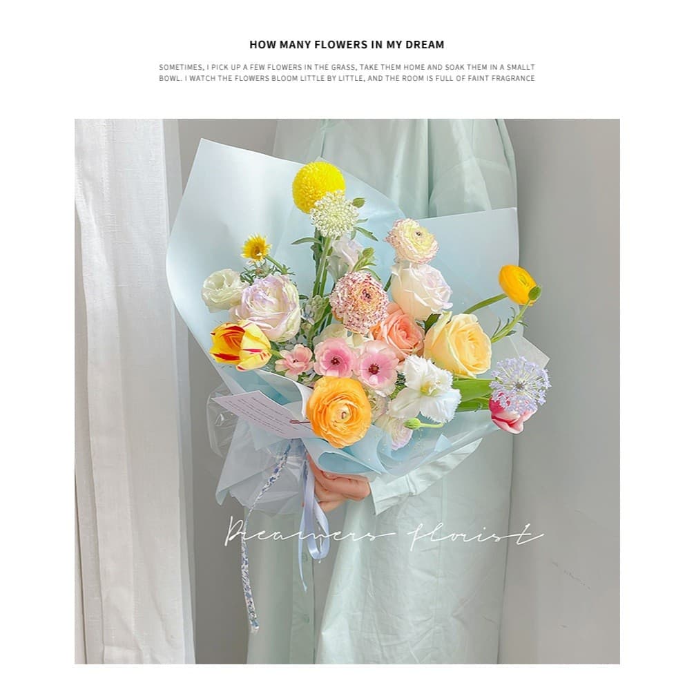 กระดาษห่อดอกไม้สไตล์เกาหลี 10 แผ่น กันน้ำสวยงาม เหมาะสำหรับห่อช่อดอกไม้ ของขวัญวาเลนไทน์และงานแต่งงานต่างๆ รูปที่ 6