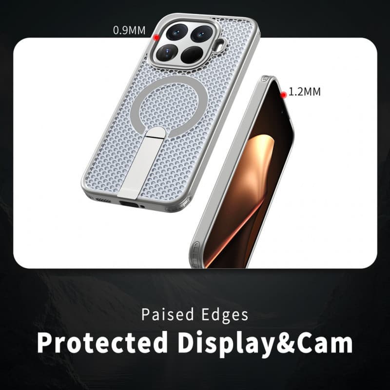 สําหรับ Xiaomi 15T Pro 15T 14T Pro 14T Poco F7 M6 Pro M6 Plus Poco C71 C75 X7 Pro Hollow การกระจายความร้อนซ่อนวงเล็บแม่เหล็กไร้สายชาร์จฝาครอบ รูปที่ 6