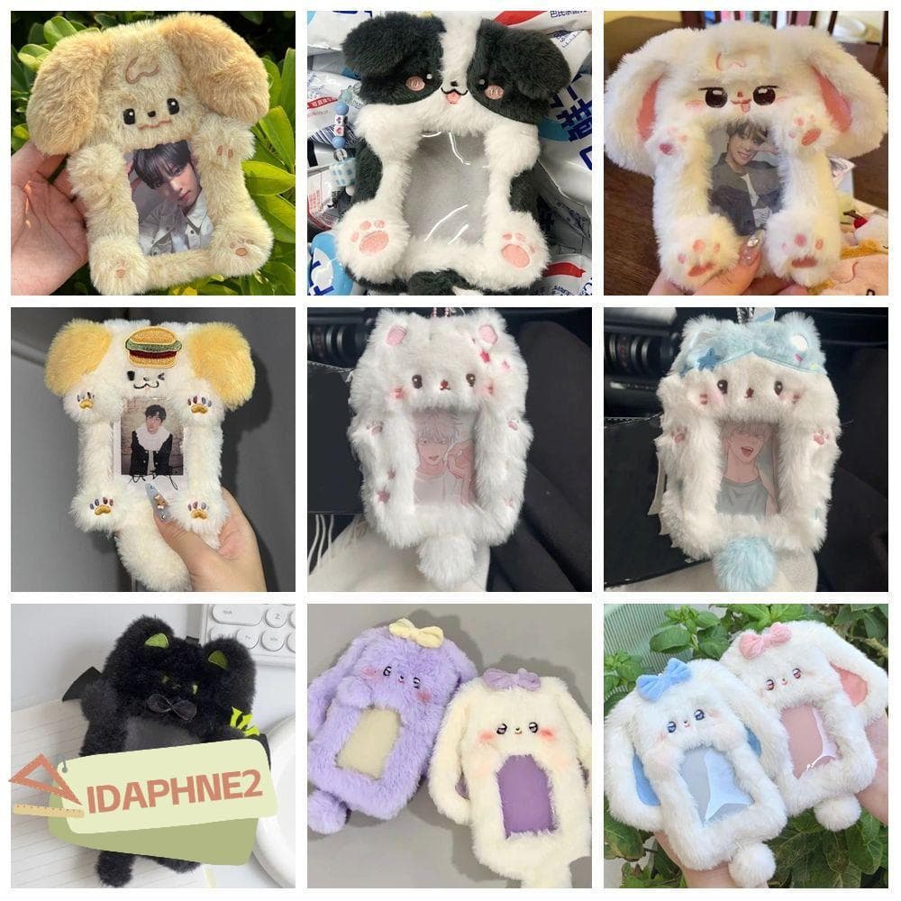 ไอดาฟี2 การ์ดรูปถ่าย ,ตุ๊กตากระต่าย/สุนัข/แมวผู้ถือบัตรภาพถ่าย,คุณภาพสูงกระต่ายหูใหญ่/ชายแดน คอลลีมัลติฟังก์ชั่ไอดอลภาพฝาครอบป้องกันนัก รูปที่ 1