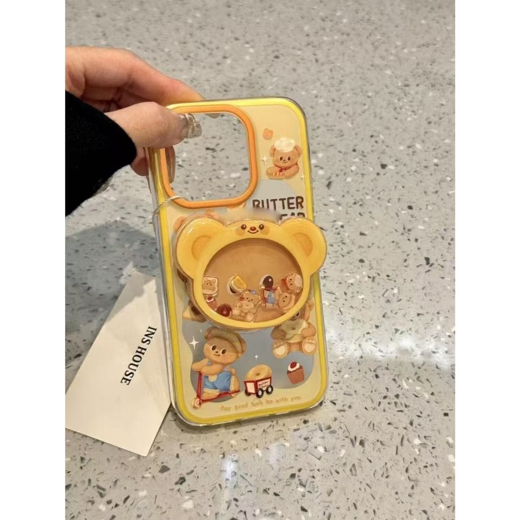 LUSI ส่งจากไทยการ์ตูนน่ารักหมีเนยปลอก + เขย่าสําหรับ ไอโฟน 16 11 7บวก 15 14 13 12มือโปร สูงสุด เอ็กซ์อาร์ X Xs สูงสุด รูปที่ 3