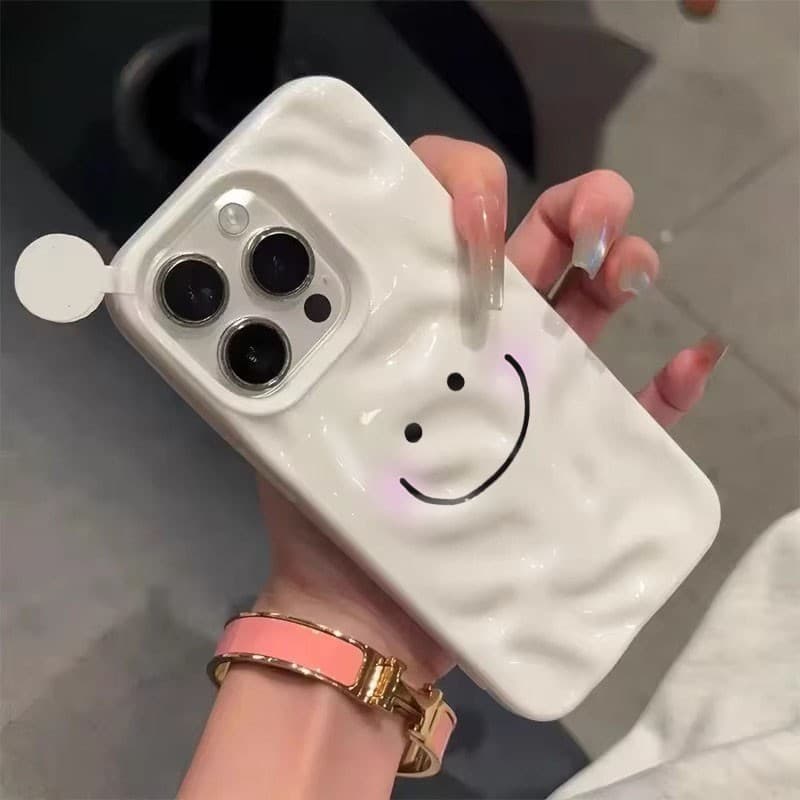 เคสโทรศัพท์แสดงออกตลกน่ารักสําหรับ iPhone 17 15 11 12 13 14 Pro Max 16 Plusซิลิโคนอ่อนนุ่ม Wave พับรูปแบบฝาครอบกันกระแทก รูปที่ 9