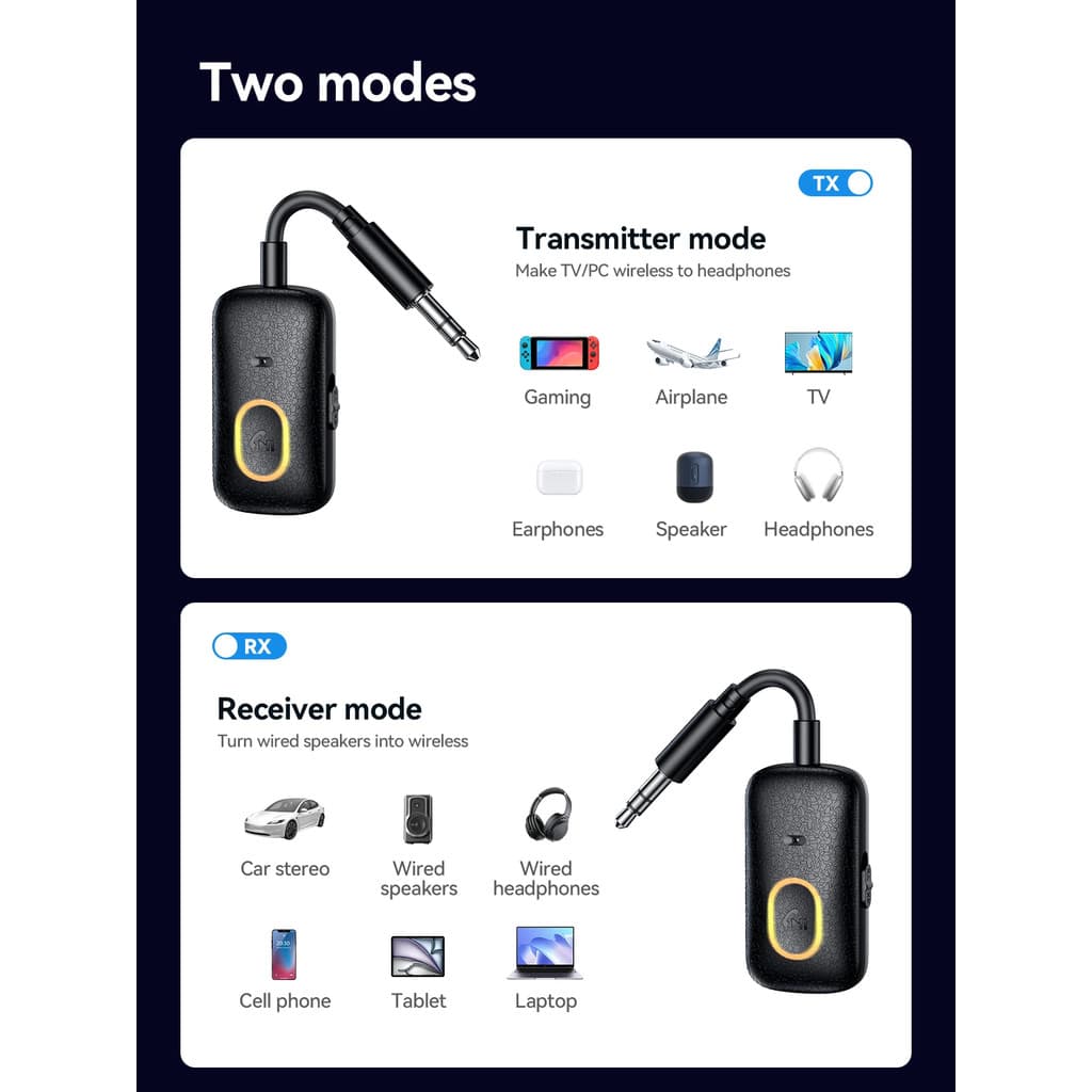HOCO E151 AUX Transmitter / Receiver อะแดปเตอร์บลูทูธ 2in1 แปลงเครื่องเสียง AUX เป็นไร้สาย รองรับการโทร BT 5.4 hc5 รูปที่ 3