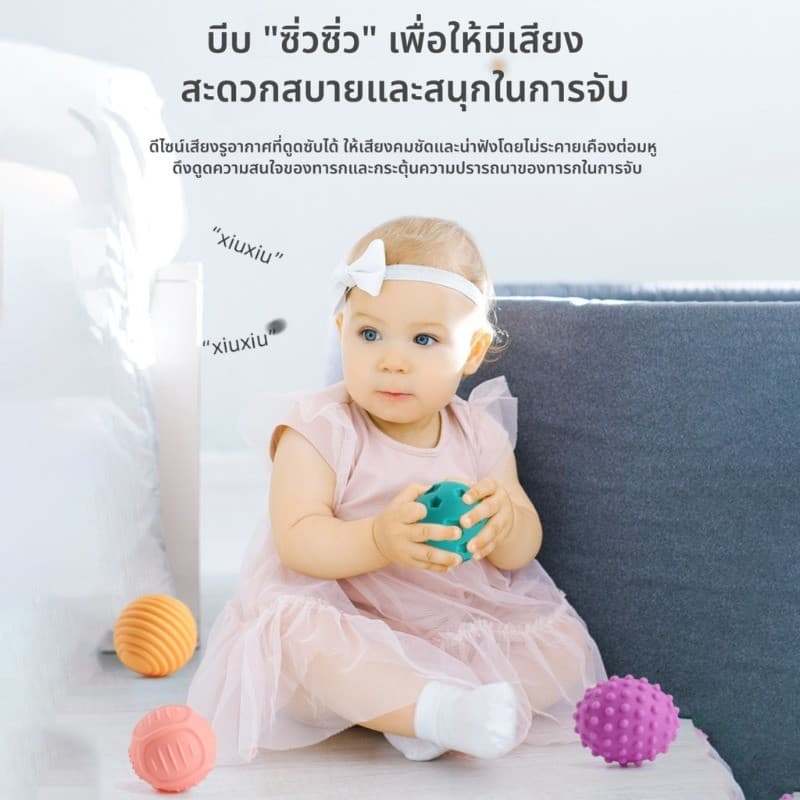 Berma Baby ลูกบอลนวดสัมผัสสำหรับทารก ลูกบอลซิลิโคนนิ่มปลอดภัย การฝึกประสาทสัมผัสเด็กของเล่นลูก อายุแรกเกิดถึง 6 เดือน รูปที่ 3