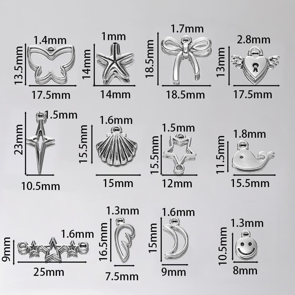 โลหะผสมสังกะสีจี้Y2Kสไตล์เกาหลีสีเงินรูปดาวโบว์ หัวใจปีกนกน่ารักๆจี้ห้อยพวงกุญแจอะไหล่เครื่องประดับ DIY รูปที่ 5