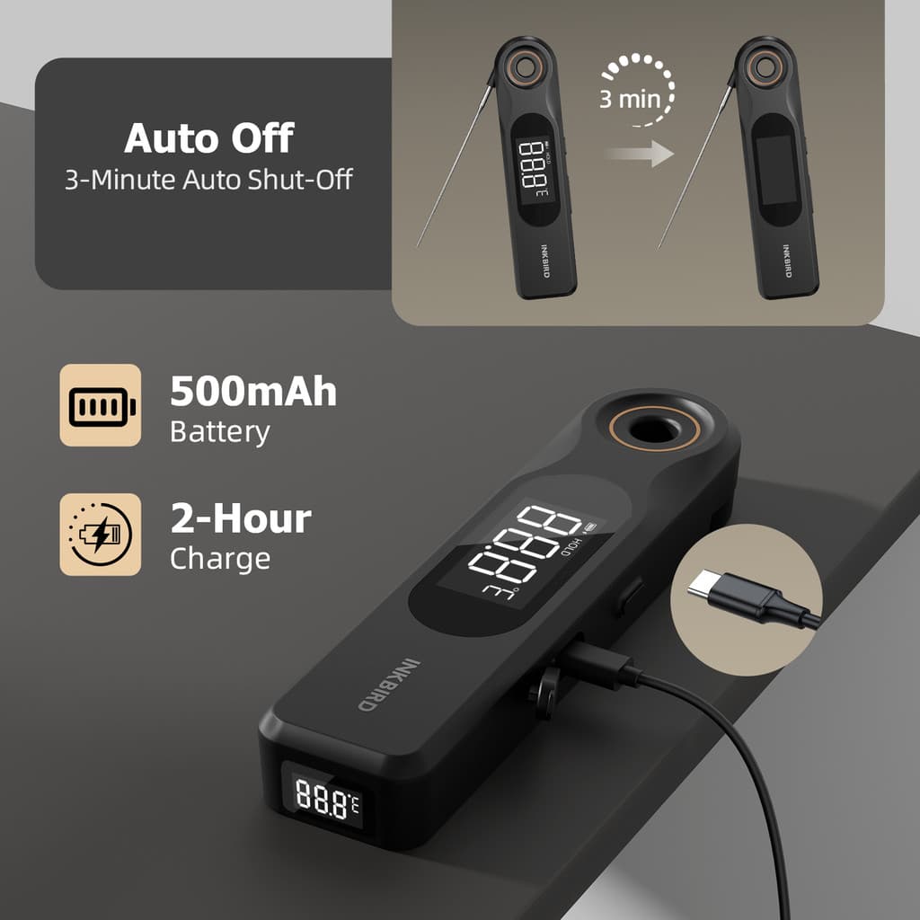 INKBIRD IHT-51K เครื่องวัดอุณหภูมิอาหาร Dual-display สองหน้าจอ 1.8 มม. Ultra Thin Probe 0.5 วินาทีตอบสนองเร็ว IP65 กันน้ํา ห้องครัว ทําอาหาร เบเกอรี่ บาร์บีคิว รูปที่ 5